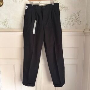 NWT Gap Relaxed Fit Pleated Chino Pants Black 35x32 Cotton Cuffed Trousers New